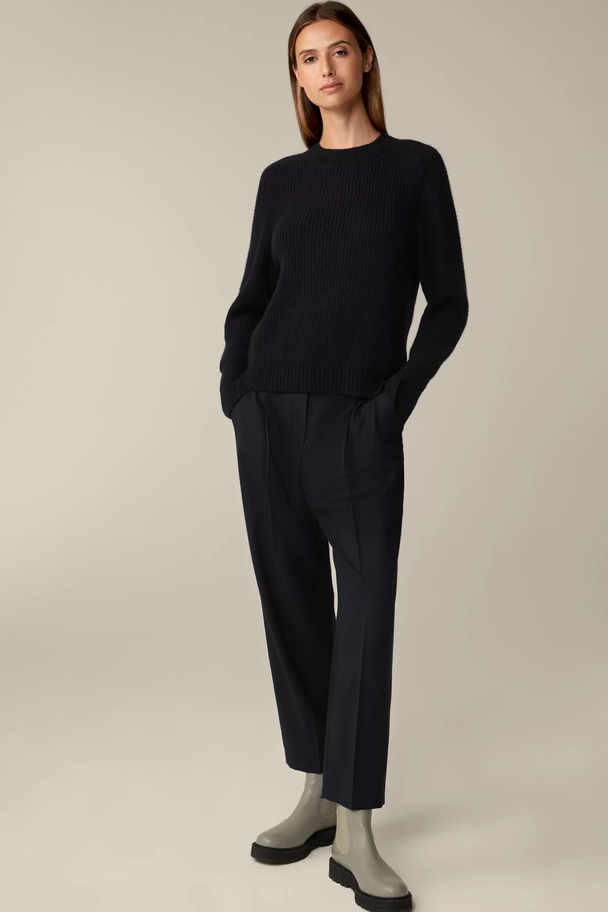 Store Schurwoll-Cashmeremix-Pullover In Damen Strick