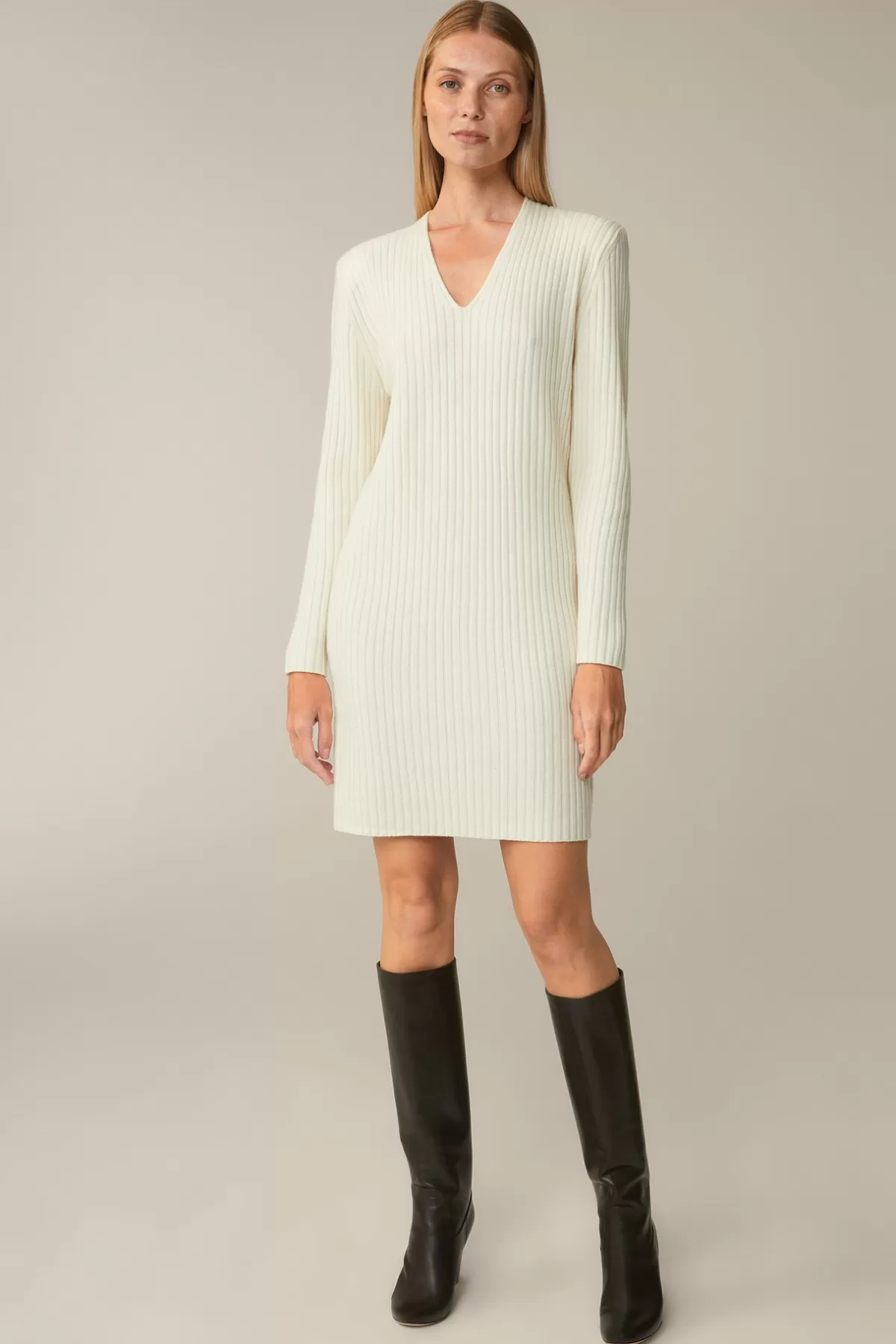 Hot Schurwoll-Cashmeremix-Ripp-Strick-Kleid In Damen Strick