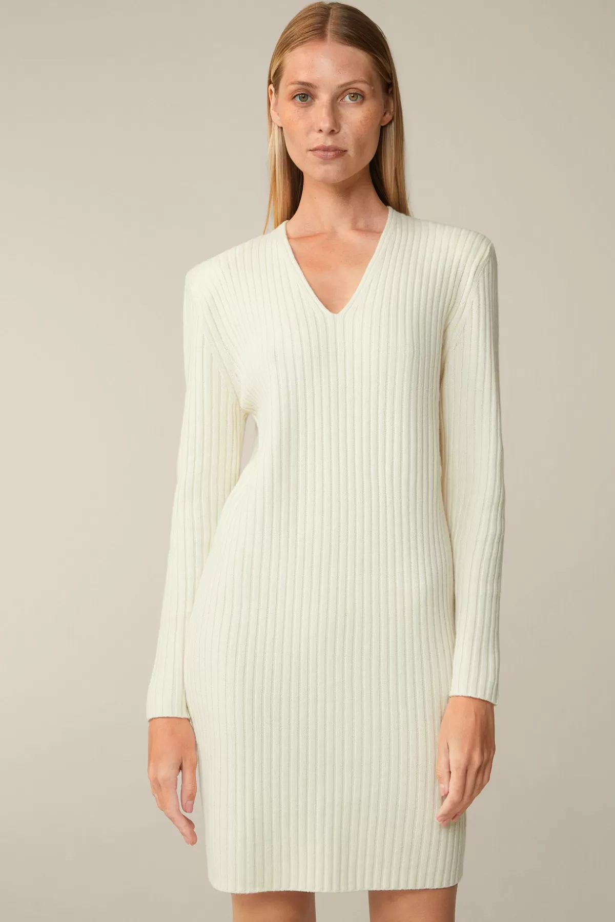 Hot Schurwoll-Cashmeremix-Ripp-Strick-Kleid In Damen Strick