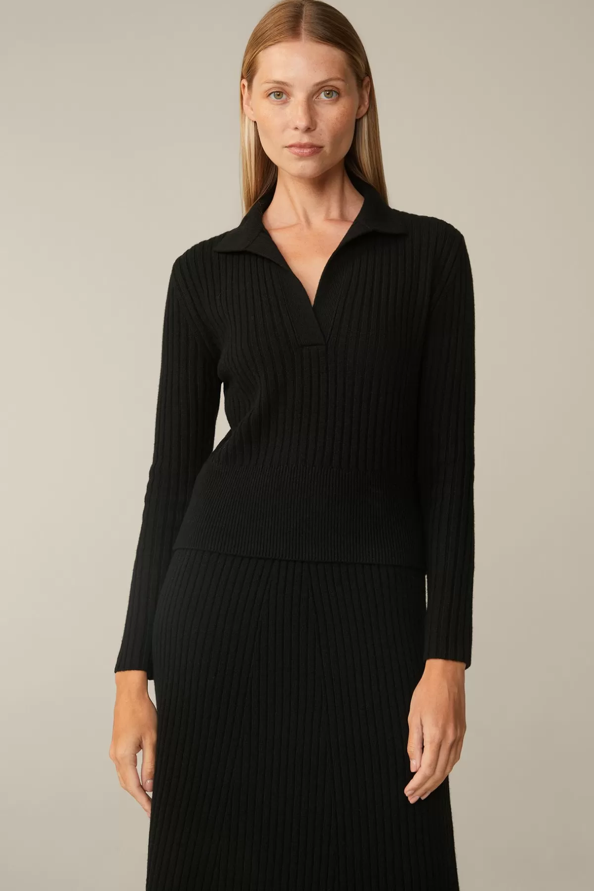 Hot Schurwoll-Cashmeremix-Ripp-Strick-Pullover In Damen Strick