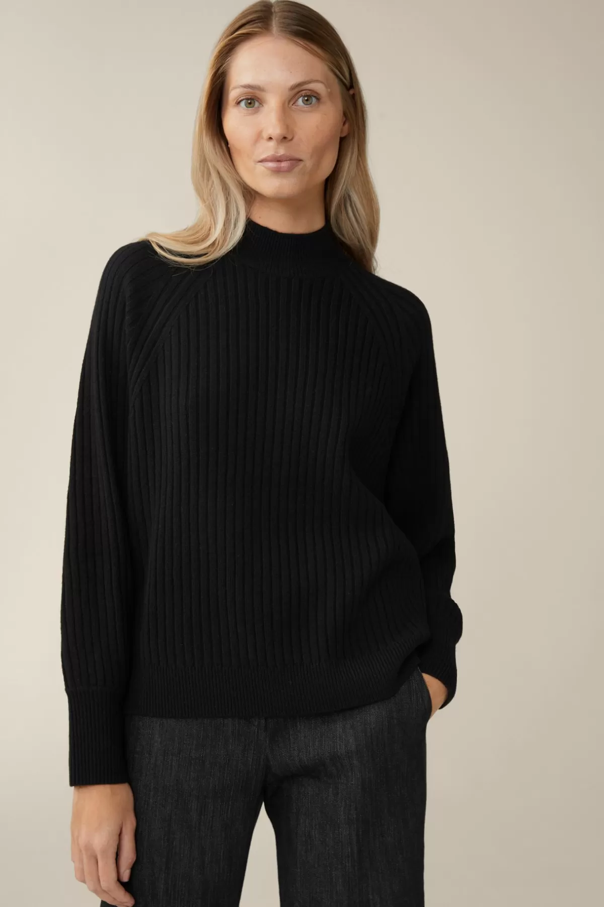 Fashion Schurwoll-Cashmeremix-Ripp-Strick-Pullover In Damen Strick