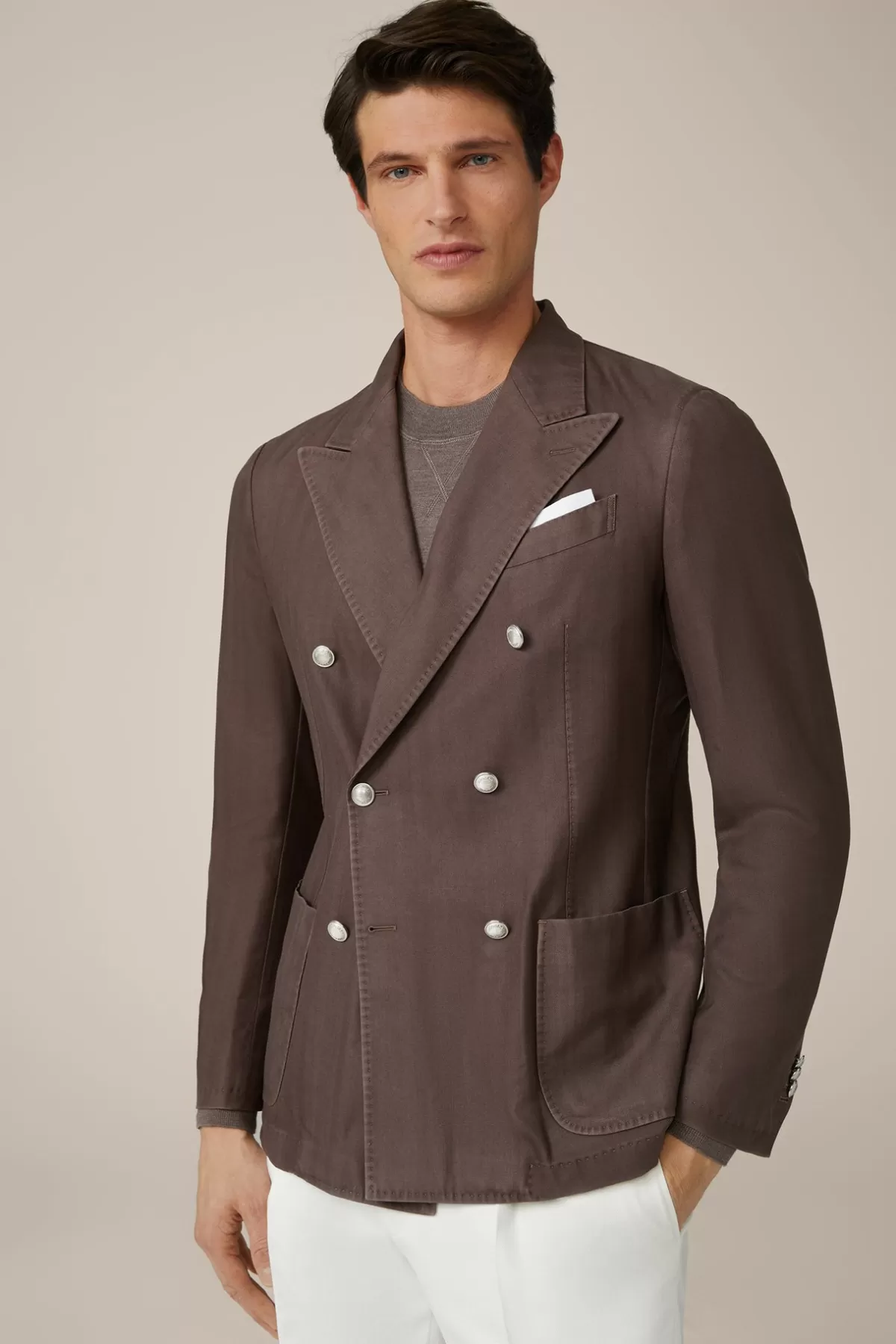 Flash Sale Schurwoll-Doppelreiher Sakko Secco In Herren Sakkos