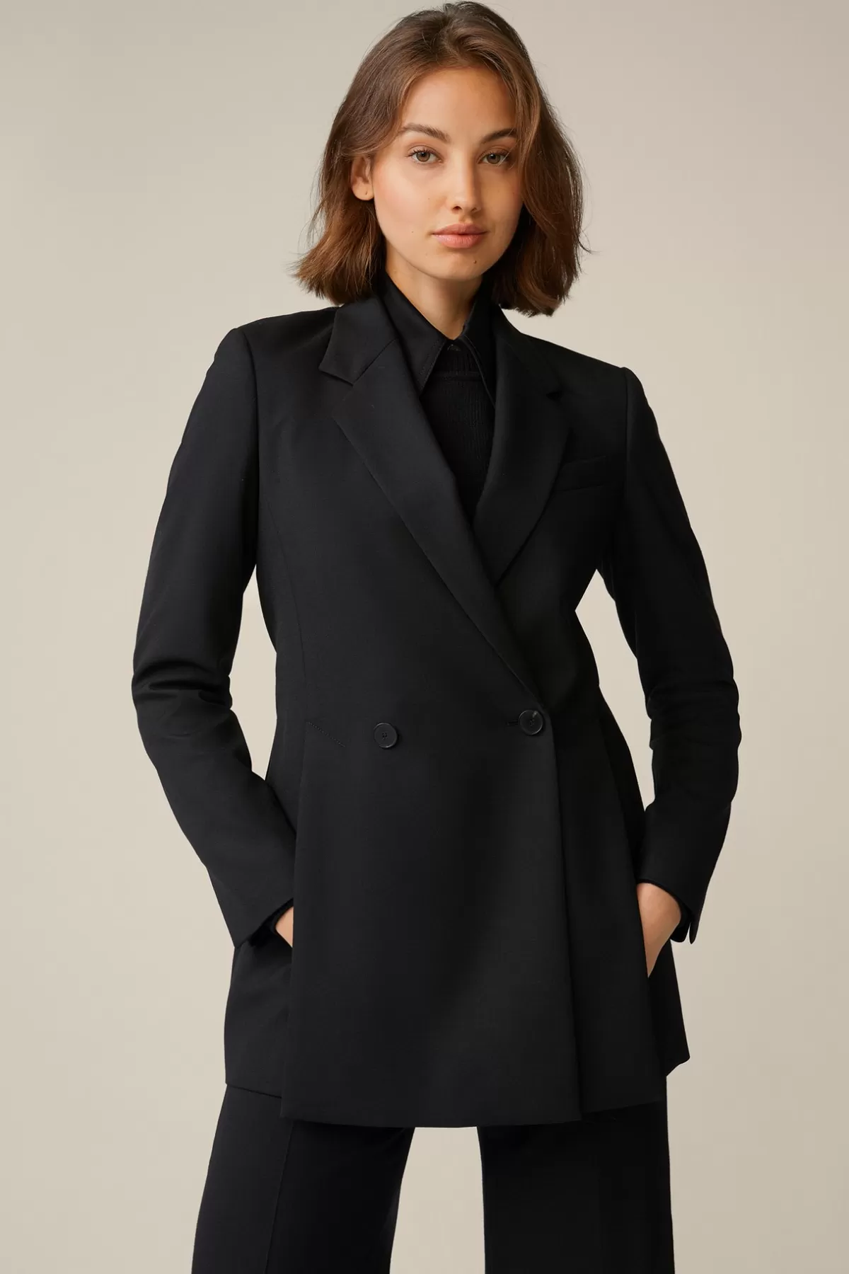 Fashion Schurwoll-Doppelreiher-Blazer In Damen Blazer