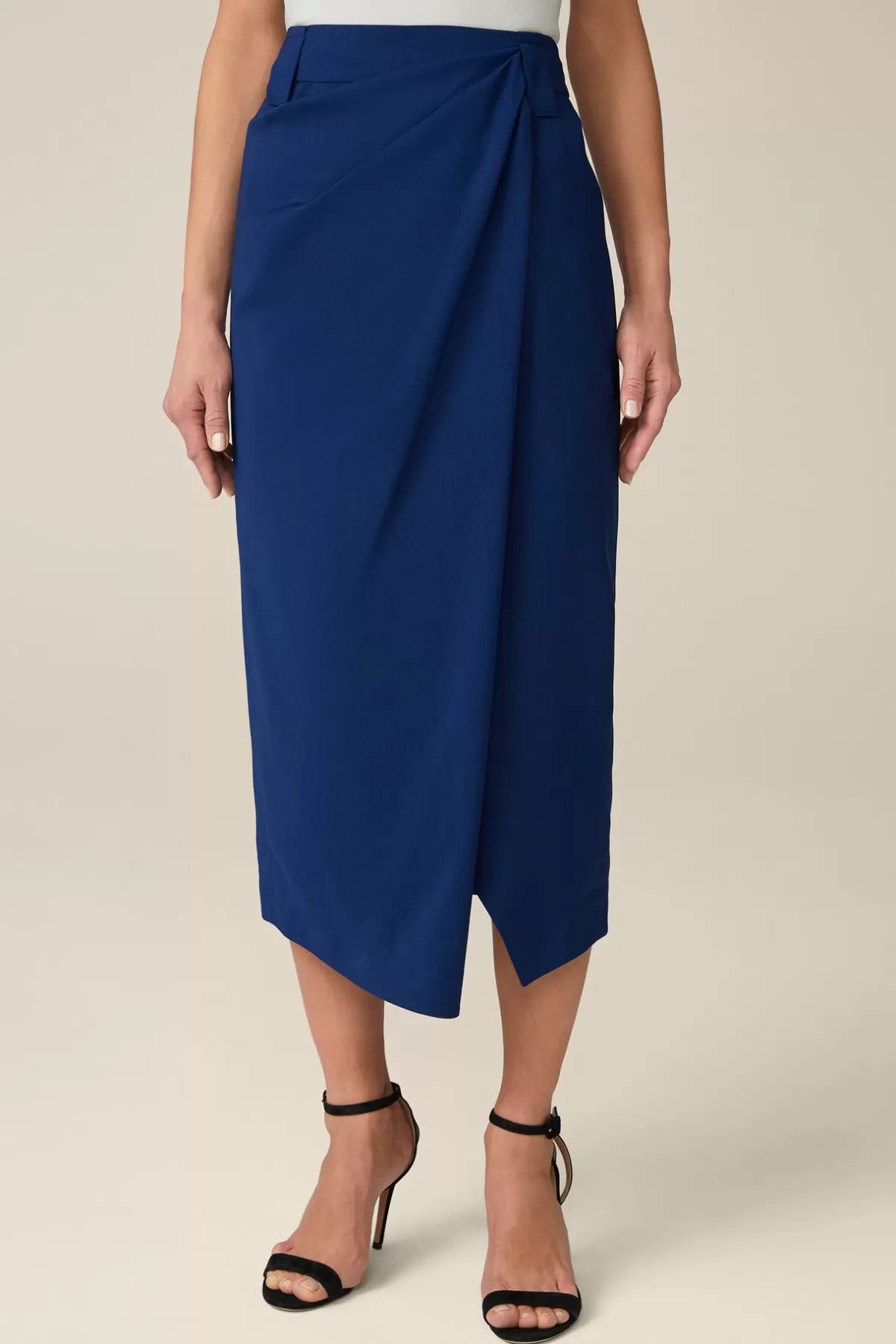 New Schurwoll-Midirock Mit Wickeldetail In Damen Röcke