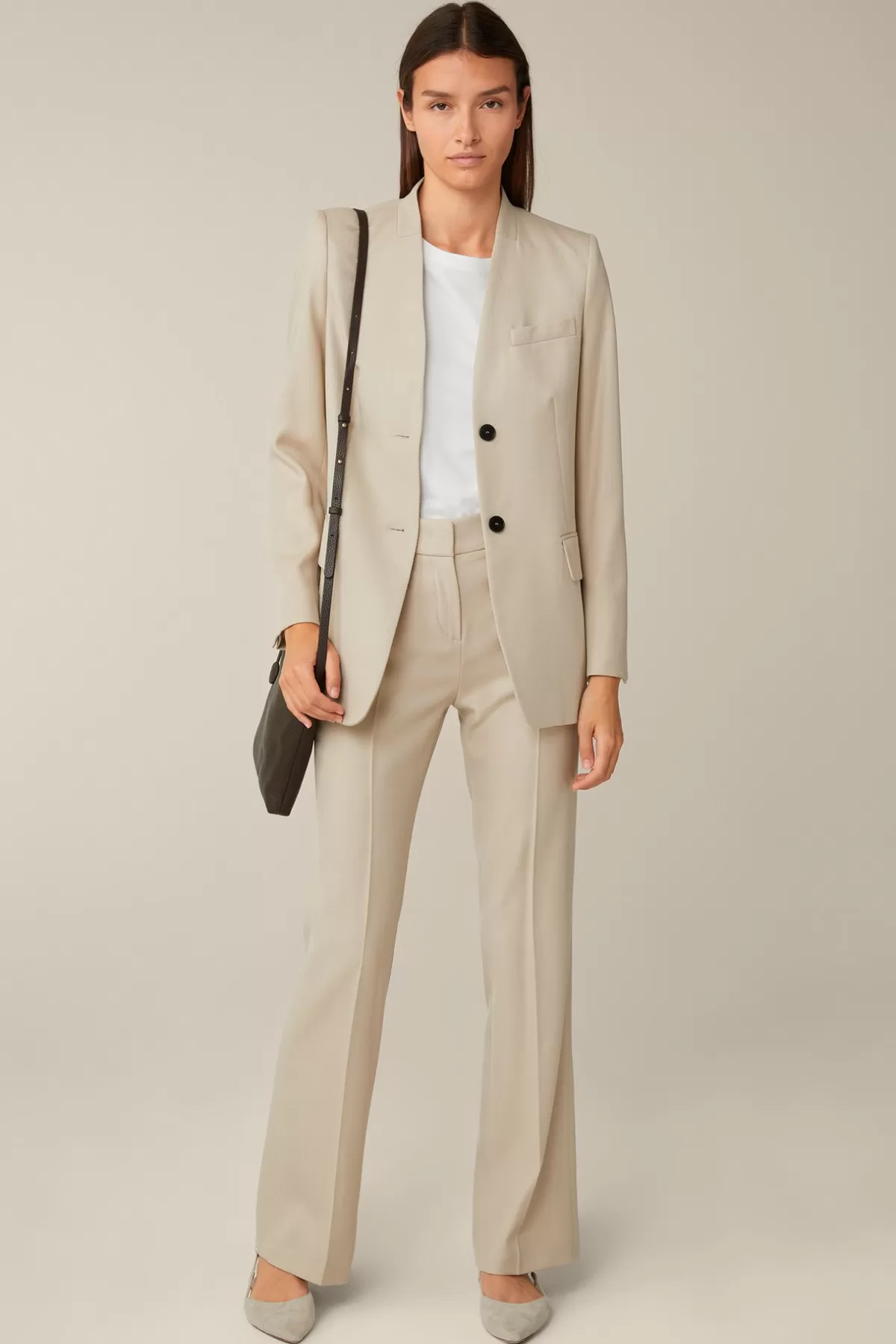 Clearance Schurwollmix-Twill-Long-Blazer In Damen Blazer