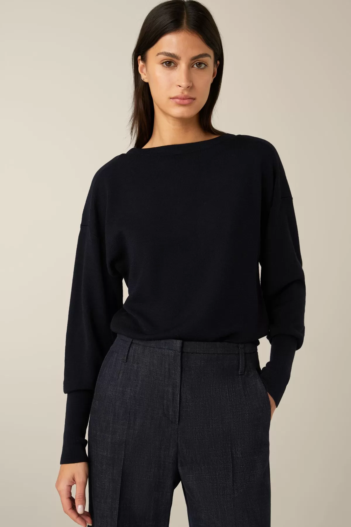 Shop Schurwoll-Ripp-Strick-Pullover Mit Seide In Damen Strick