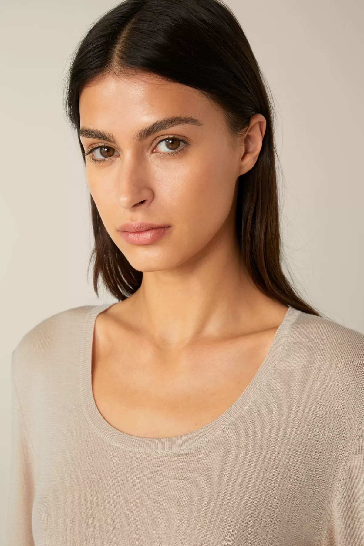 Fashion Schurwoll-Ripp-Strick-Pullover Mit Seide In Damen Strick