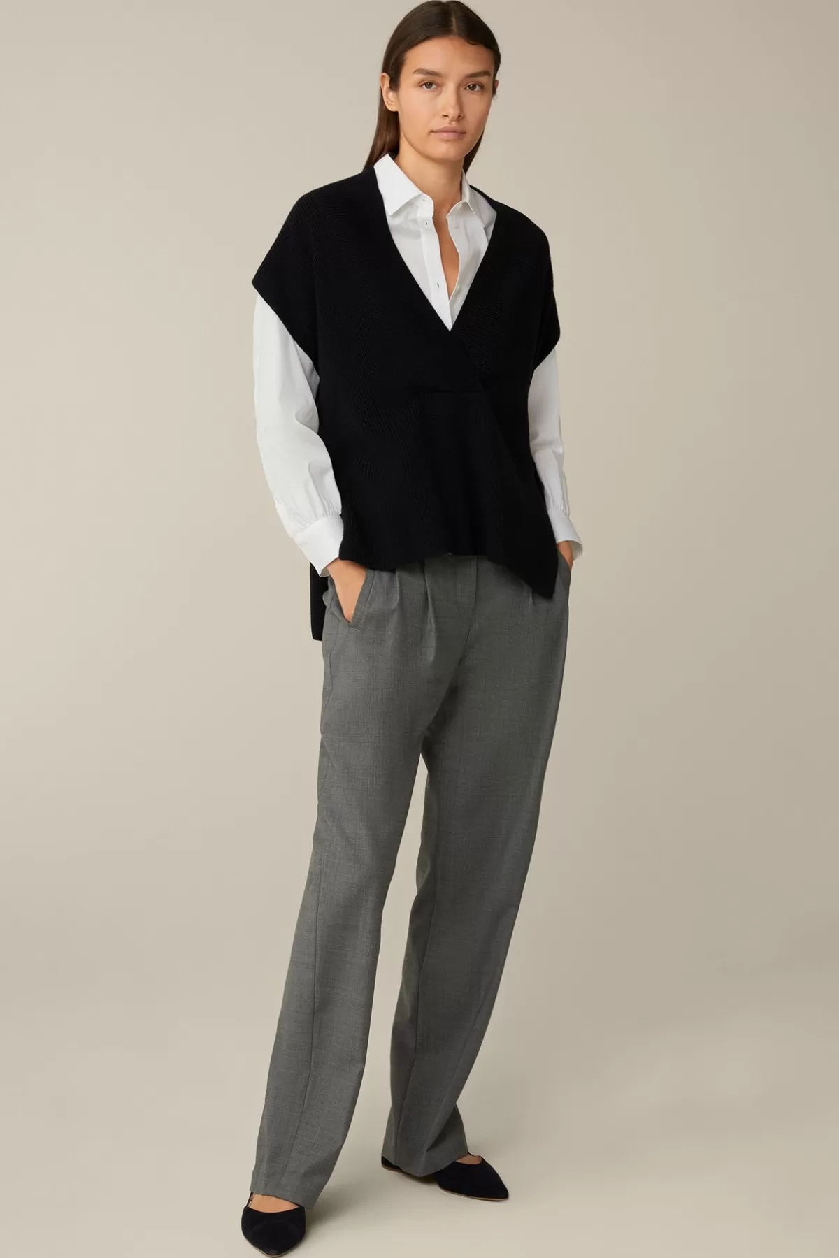 Hot Schurwoll-Ripp-Strick-Pullunder In Damen 100% Merino