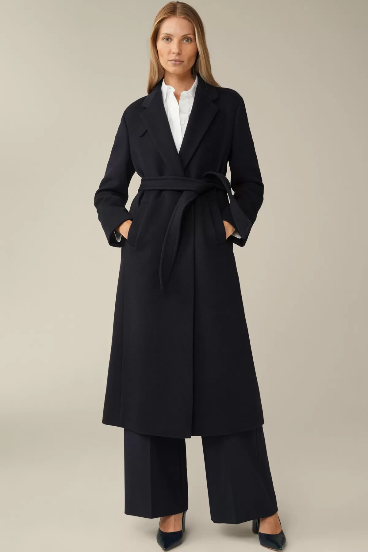 Fashion Schurwoll-Roben-Mantel Mit Cashmere In Damen Jacken & Mäntel