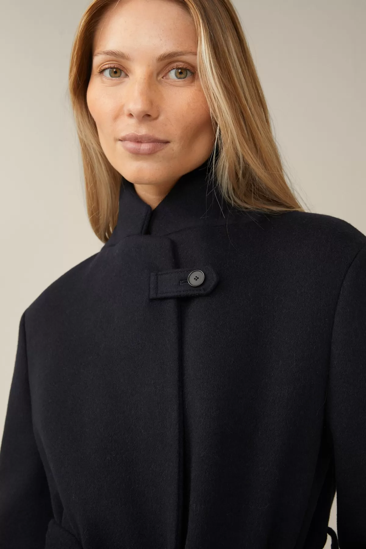 Fashion Schurwoll-Roben-Mantel Mit Cashmere In Damen Jacken & Mäntel
