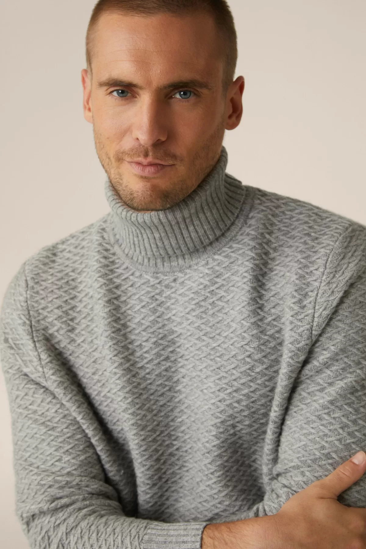Cheap Schurwoll-Rollkragen-Pullover Amilo Mit Cashmere In Strukturiert Herren Strick