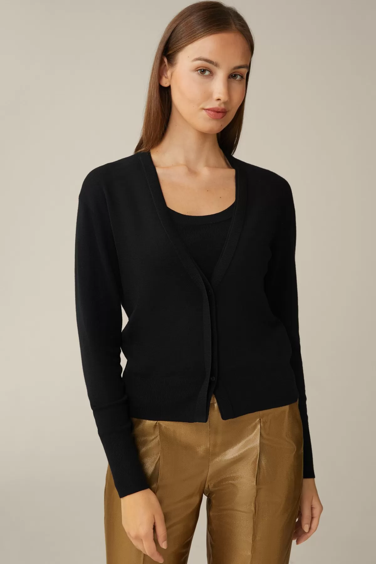 Cheap Schurwoll-Seidenmix-Cardigan In Damen Strick