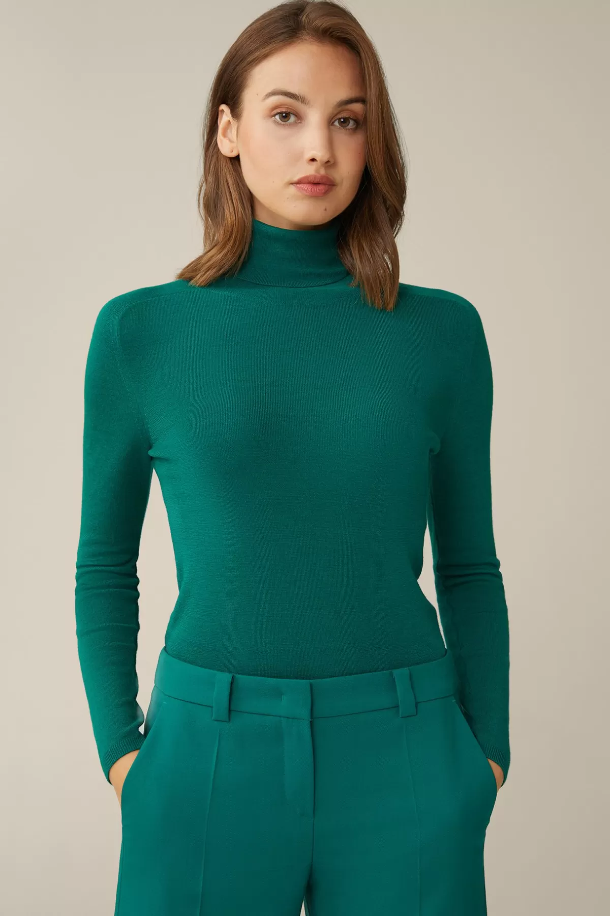 Cheap Schurwoll-Seidenmix-Rollkragen-Pullover In Damen Strick