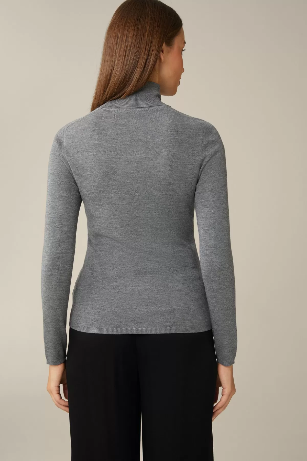 Hot Schurwoll-Seidenmix-Rollkragen-Pullover In Damen Strick