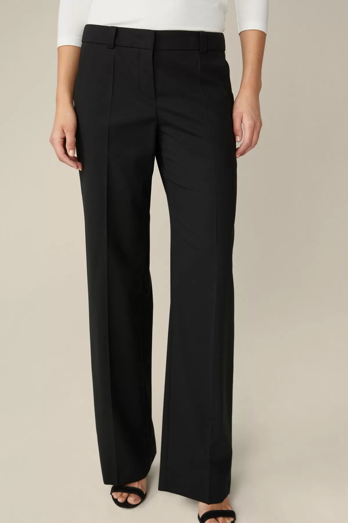 Cheap Schurwoll-Stretch-Anzug-Hose In Damen Hosen & Jeans