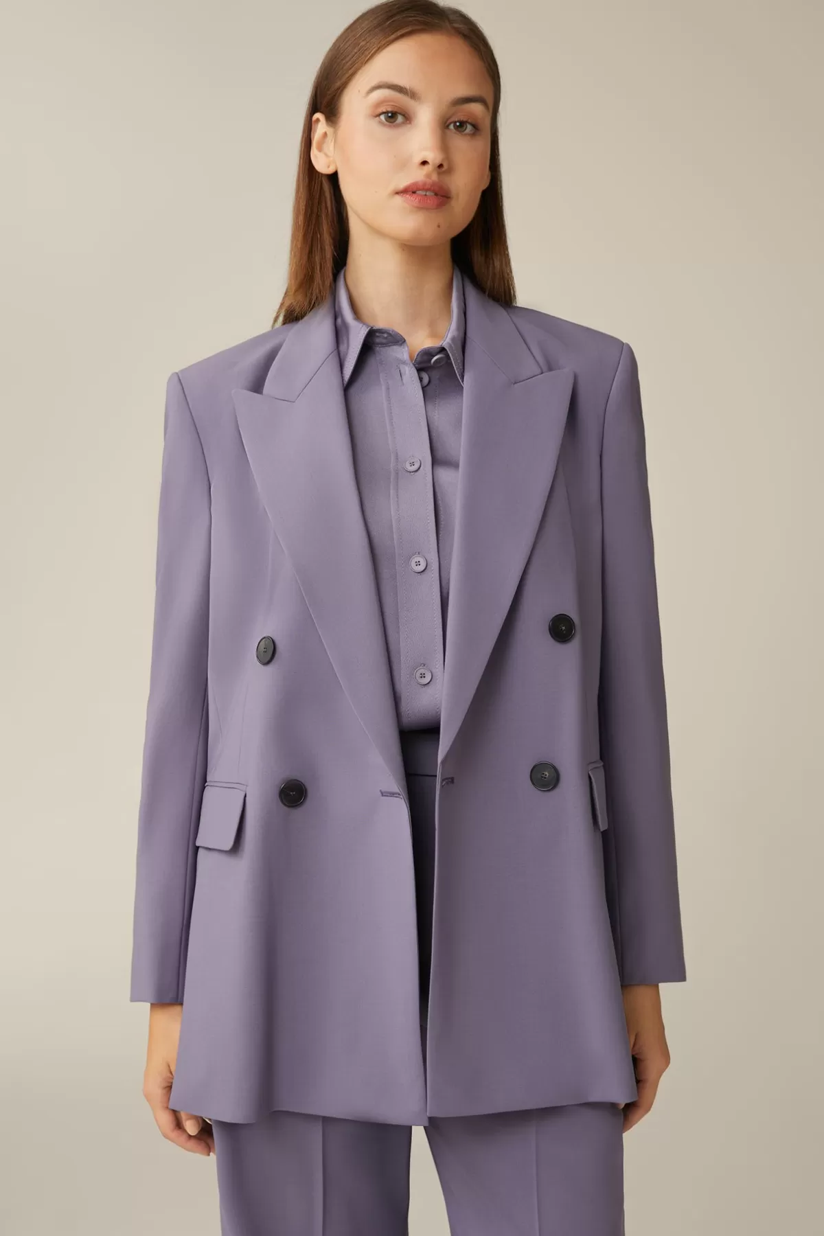 Store Schurwollstretch-Doppelreiher-Blazer In Damen Blazer
