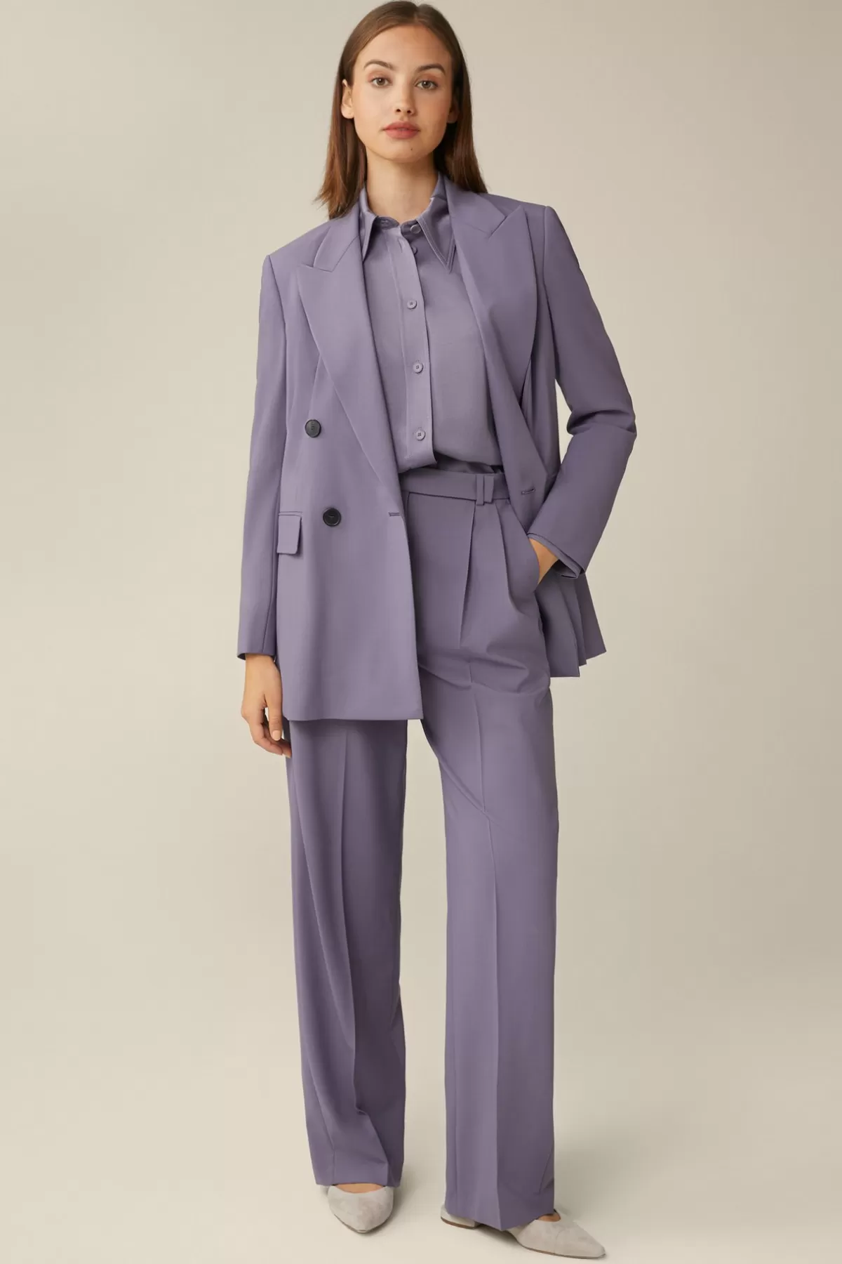 Store Schurwollstretch-Doppelreiher-Blazer In Damen Blazer