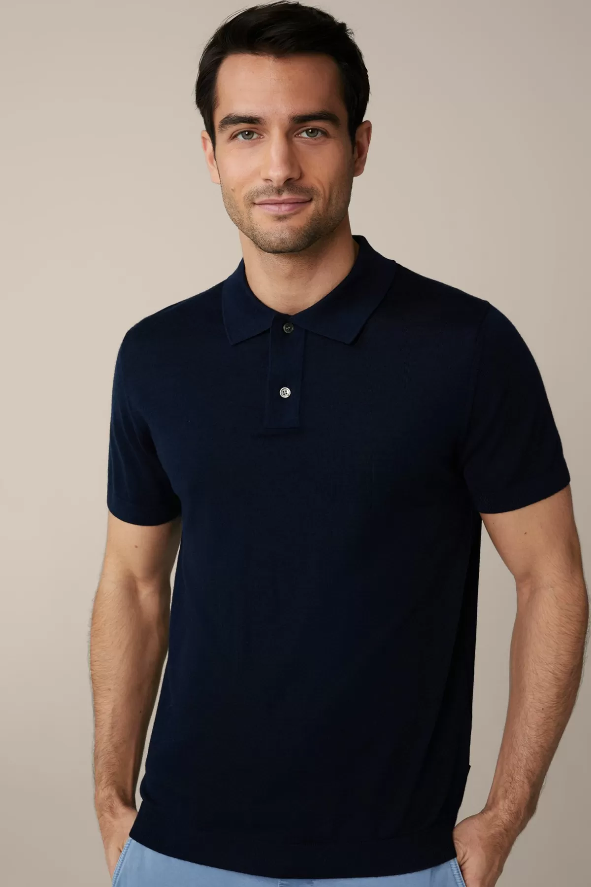 Shop Schurwoll-Strick-Polo-Shirt Mit Seide Und Cashmere In Herren Strick