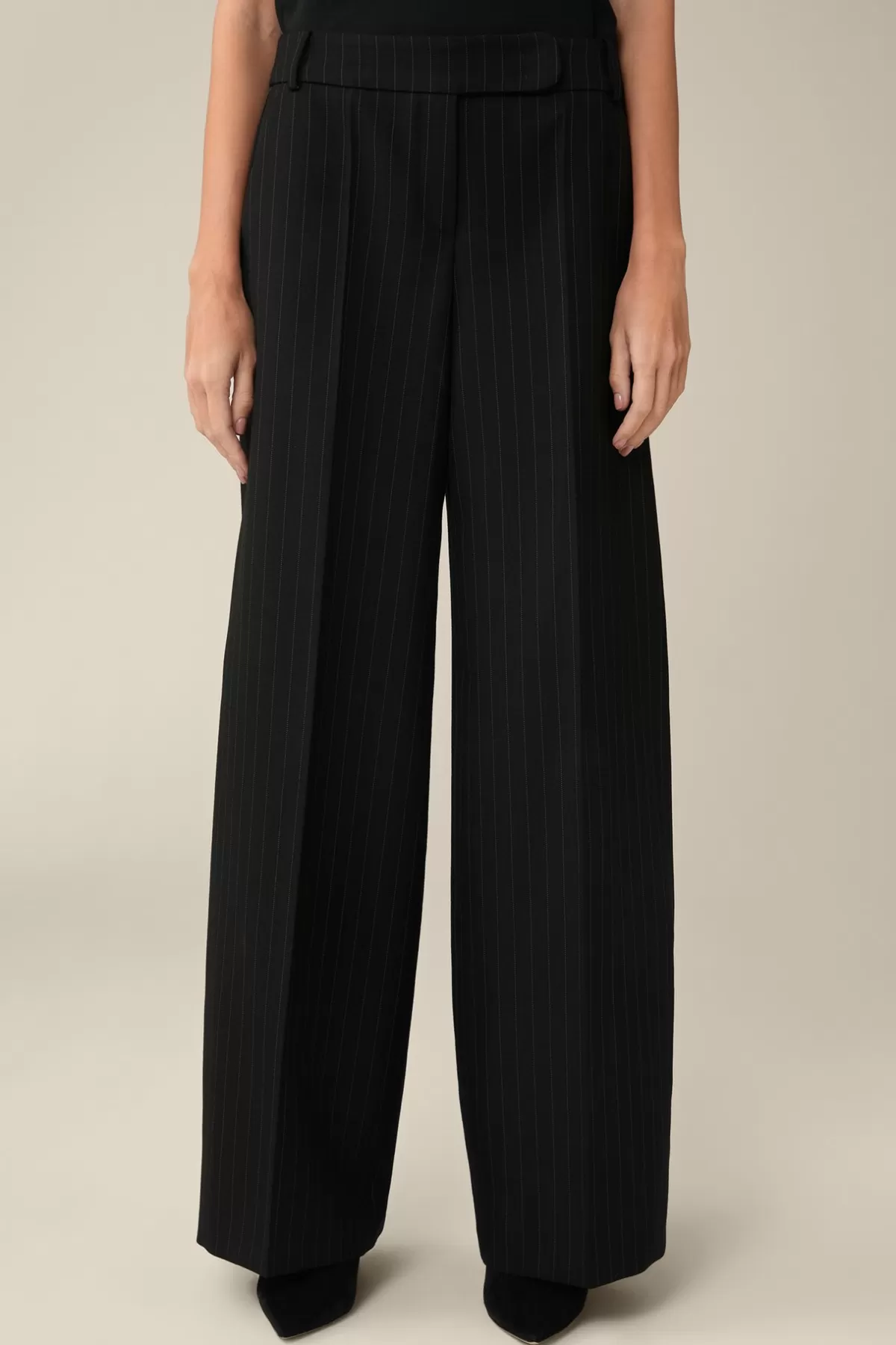 Shop Schurwoll-Twill-Palazzo-Hose Mit Nadelstreifen In Damen Hosen & Jeans