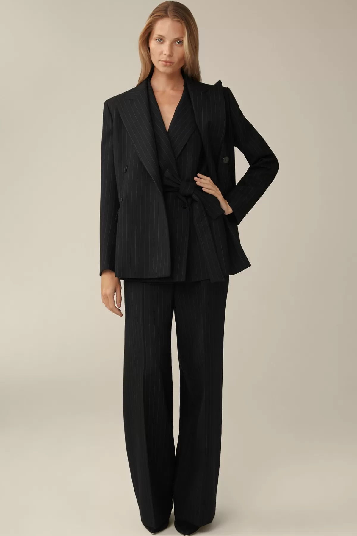 Shop Schurwoll-Twill-Palazzo-Hose Mit Nadelstreifen In Damen Hosen & Jeans