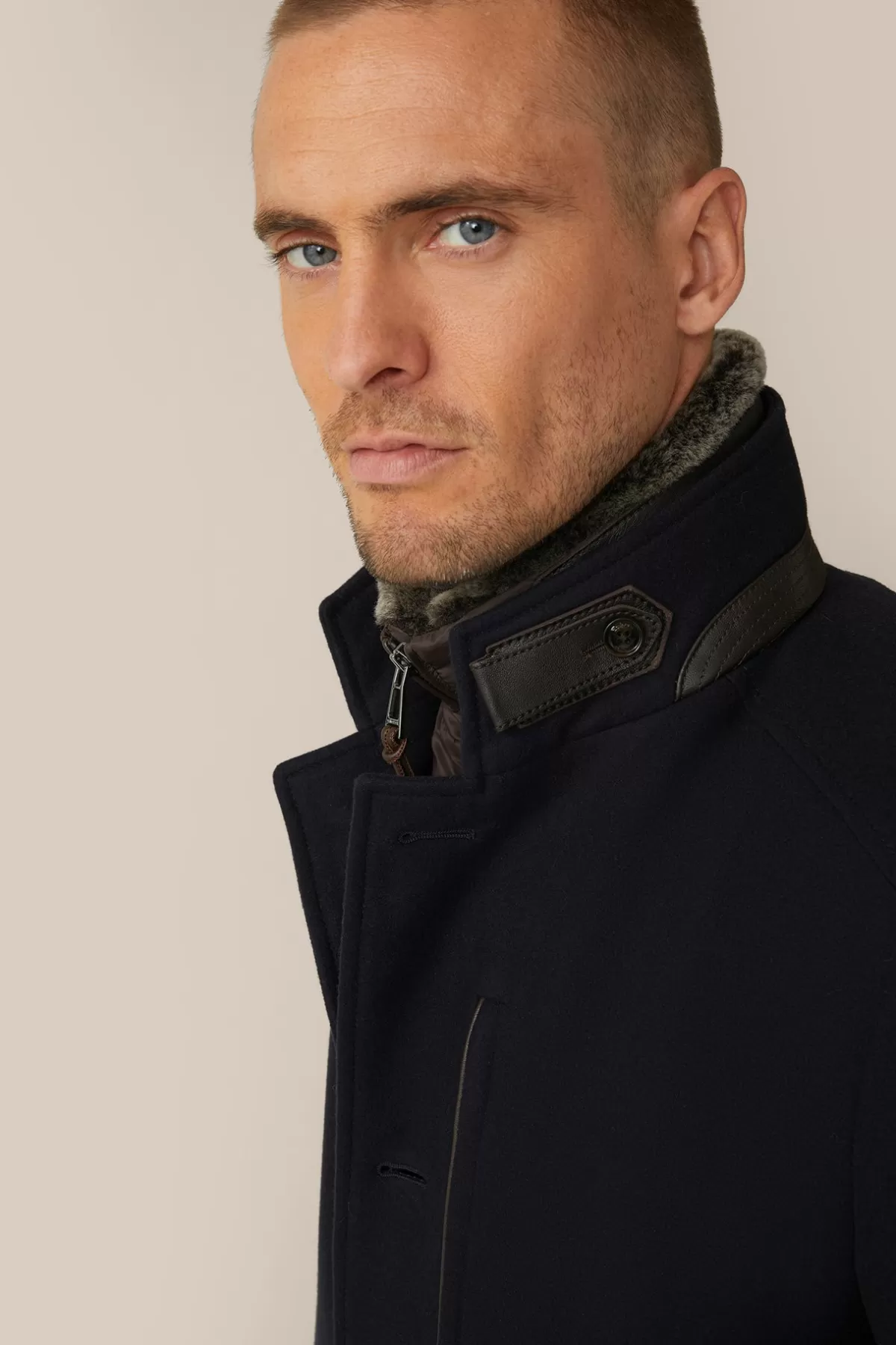 Sale Stehkragen-Mantel Rivano Mit Cashmere Und Lammfellkragen In Herren Jacken & Mäntel