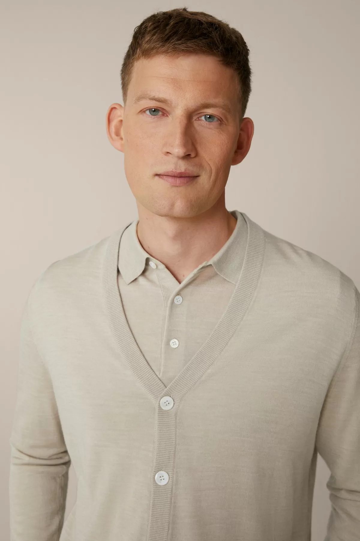 Best Sale Strick-Cardigan Nando Mit Seide Und Cashmere In Beige Herren Strick