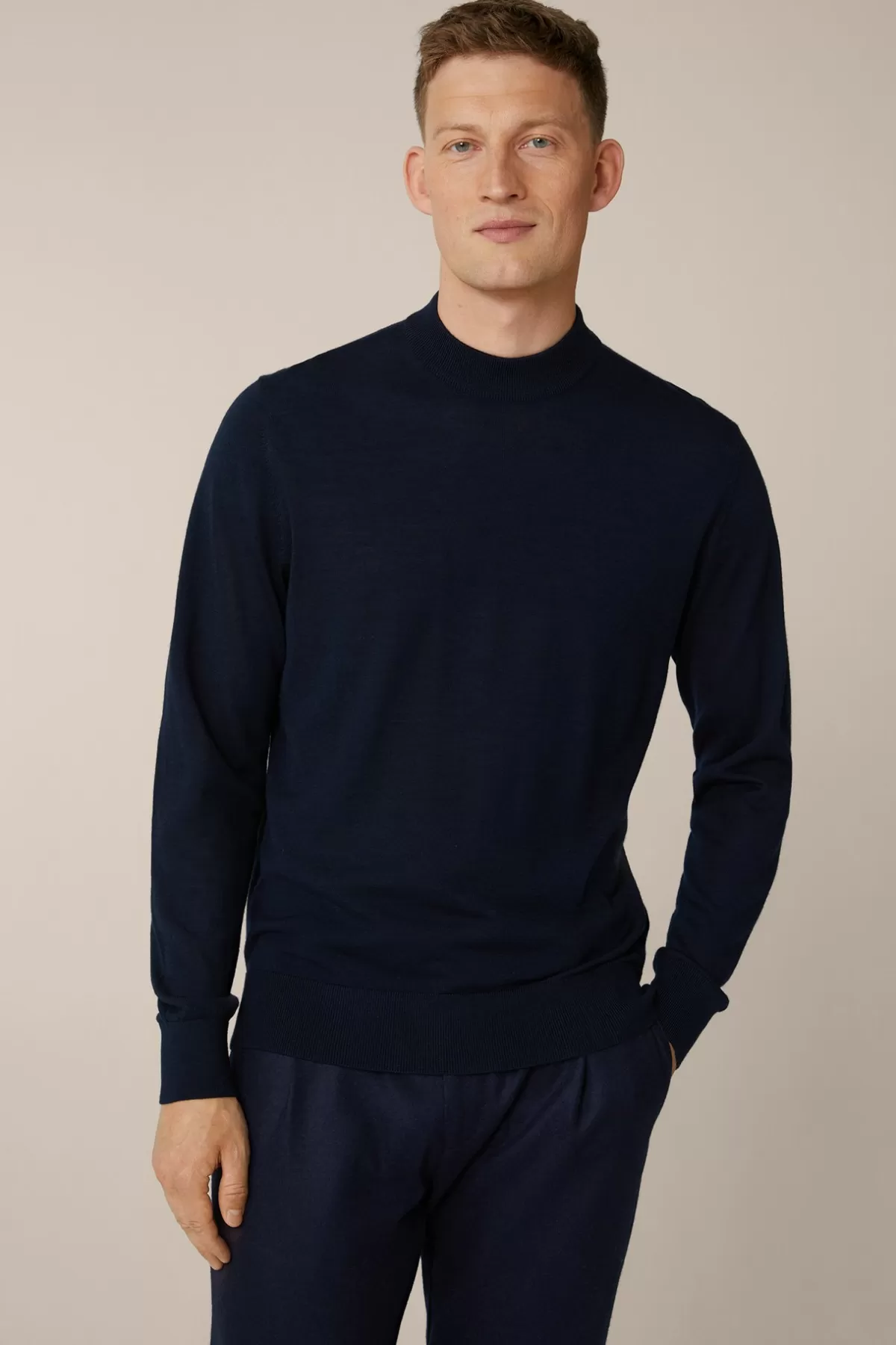 Outlet Strick-Stehkragen-Pullover Nando Mit Seide Und Cashmere In Herren Strick
