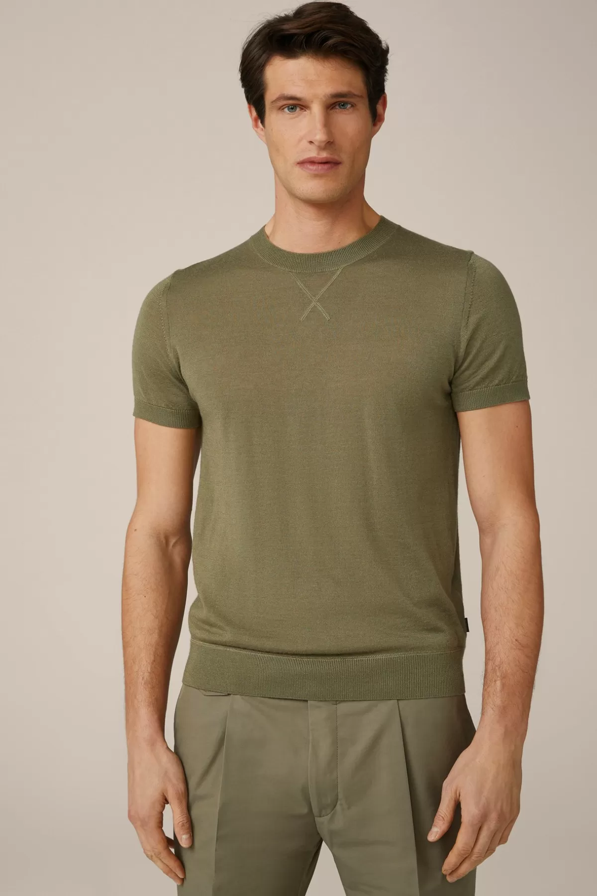 Online Strick-T-Shirt Nando In Oliv Herren Strick