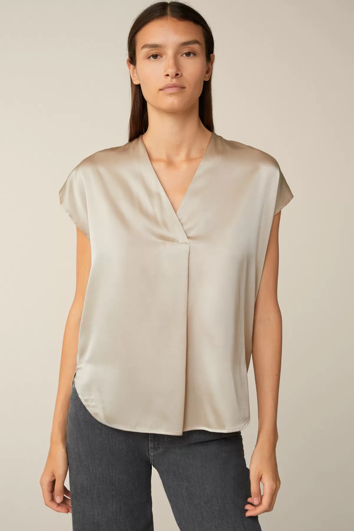 Fashion Tencel-Baumwoll-Top Mit Satin Vorderseite In Damen Blusen & Tops