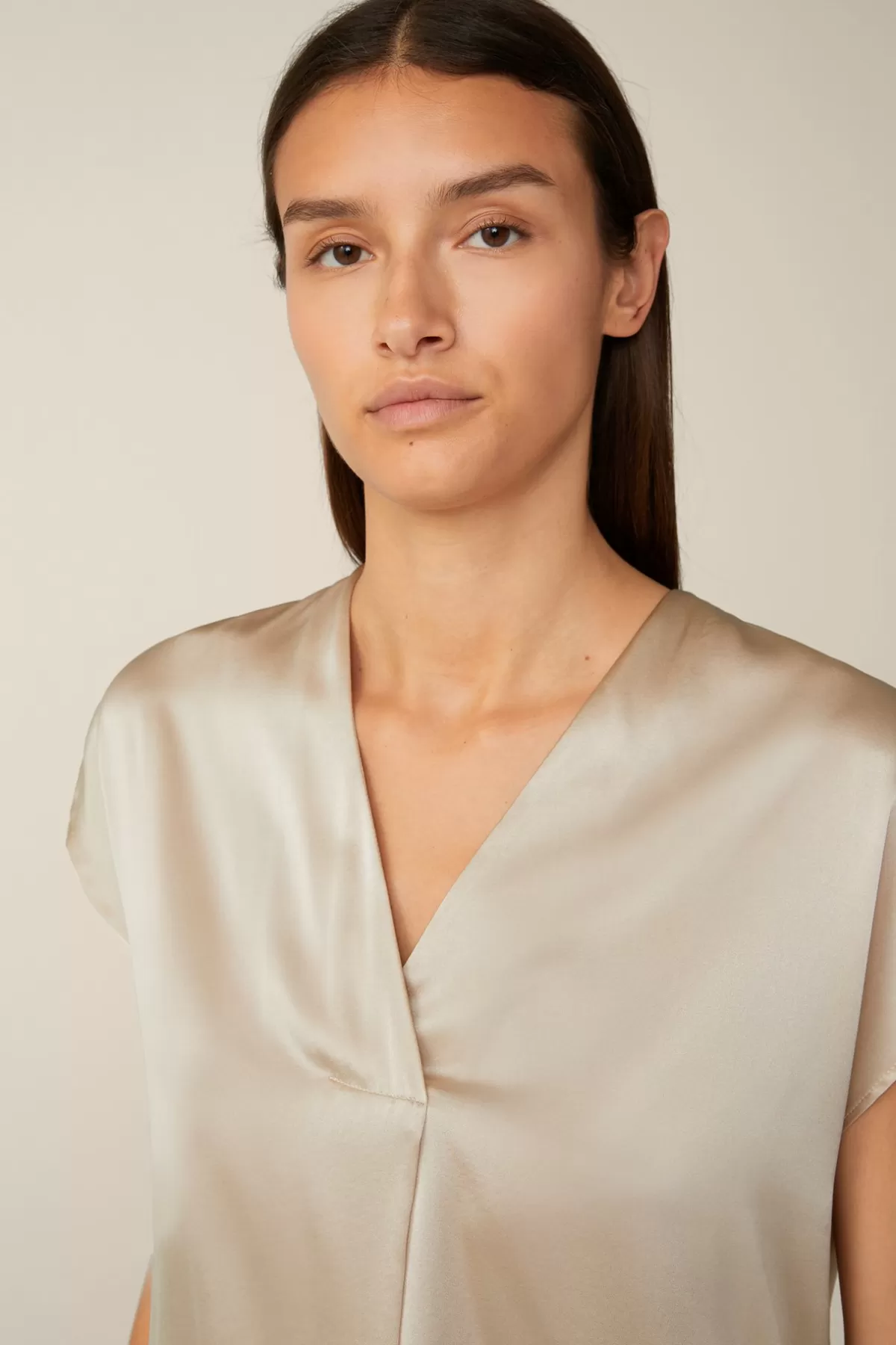 Fashion Tencel-Baumwoll-Top Mit Satin Vorderseite In Damen Blusen & Tops