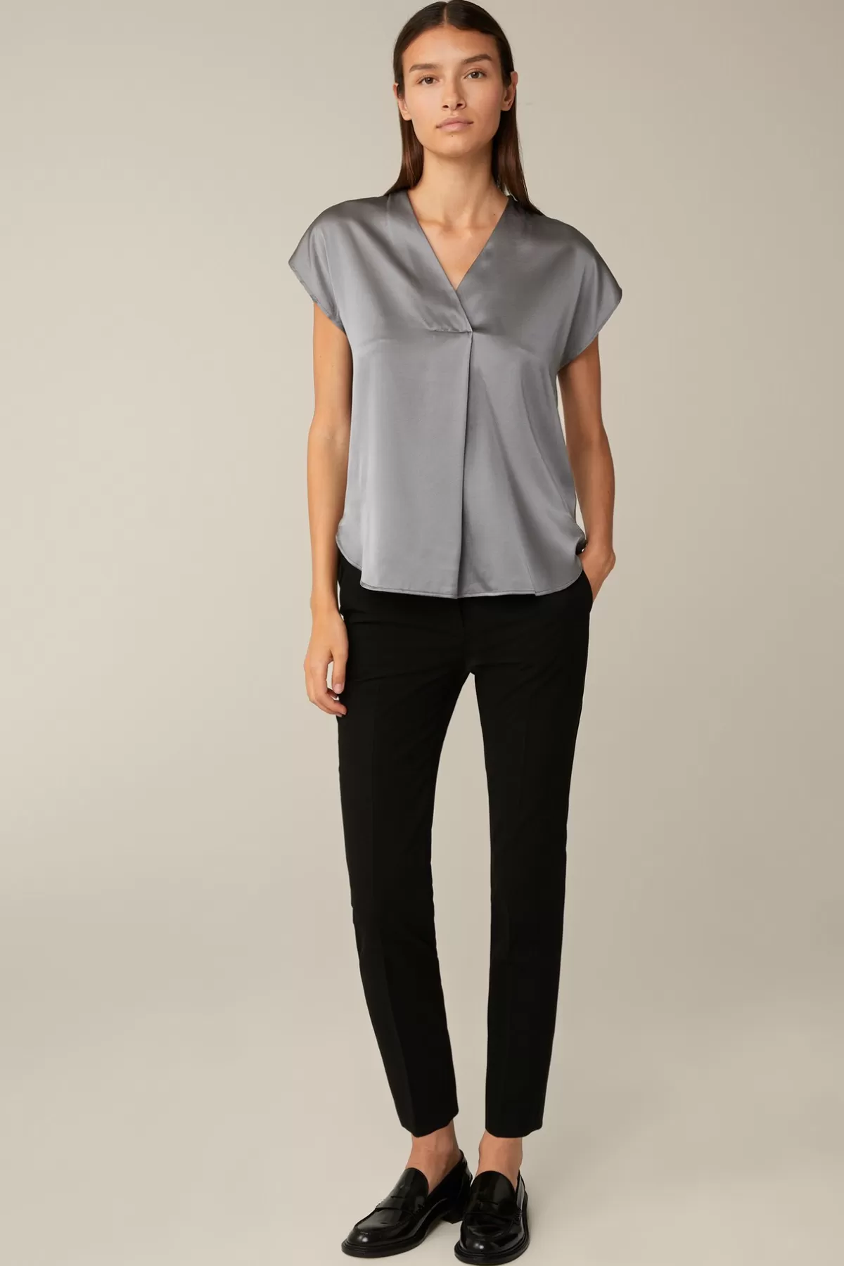 New Tencel-Baumwoll-Top Mit Satin Vorderseite In Damen Blusen & Tops