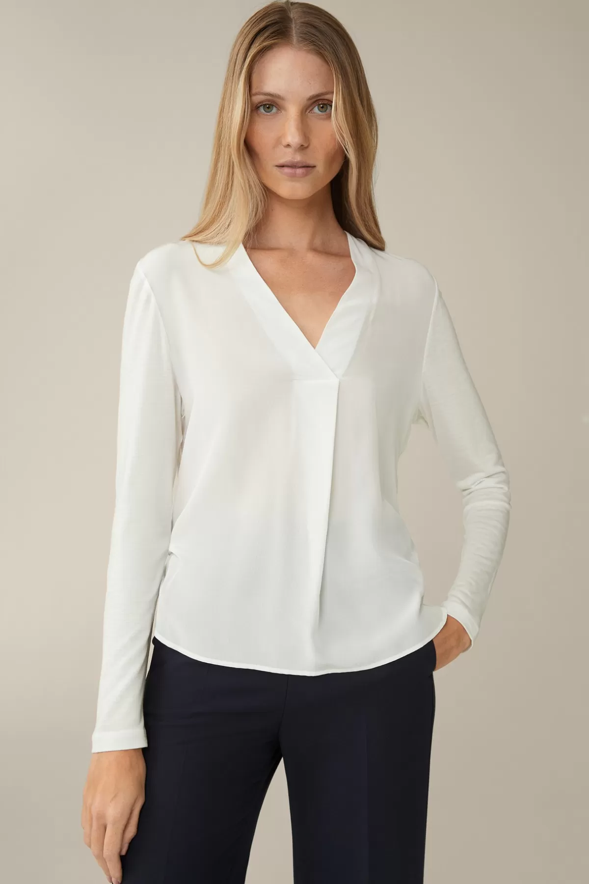 Cheap Tencel-Langarm-Shirt Mit Satin Vorderseite In Damen T-Shirts & Sweats