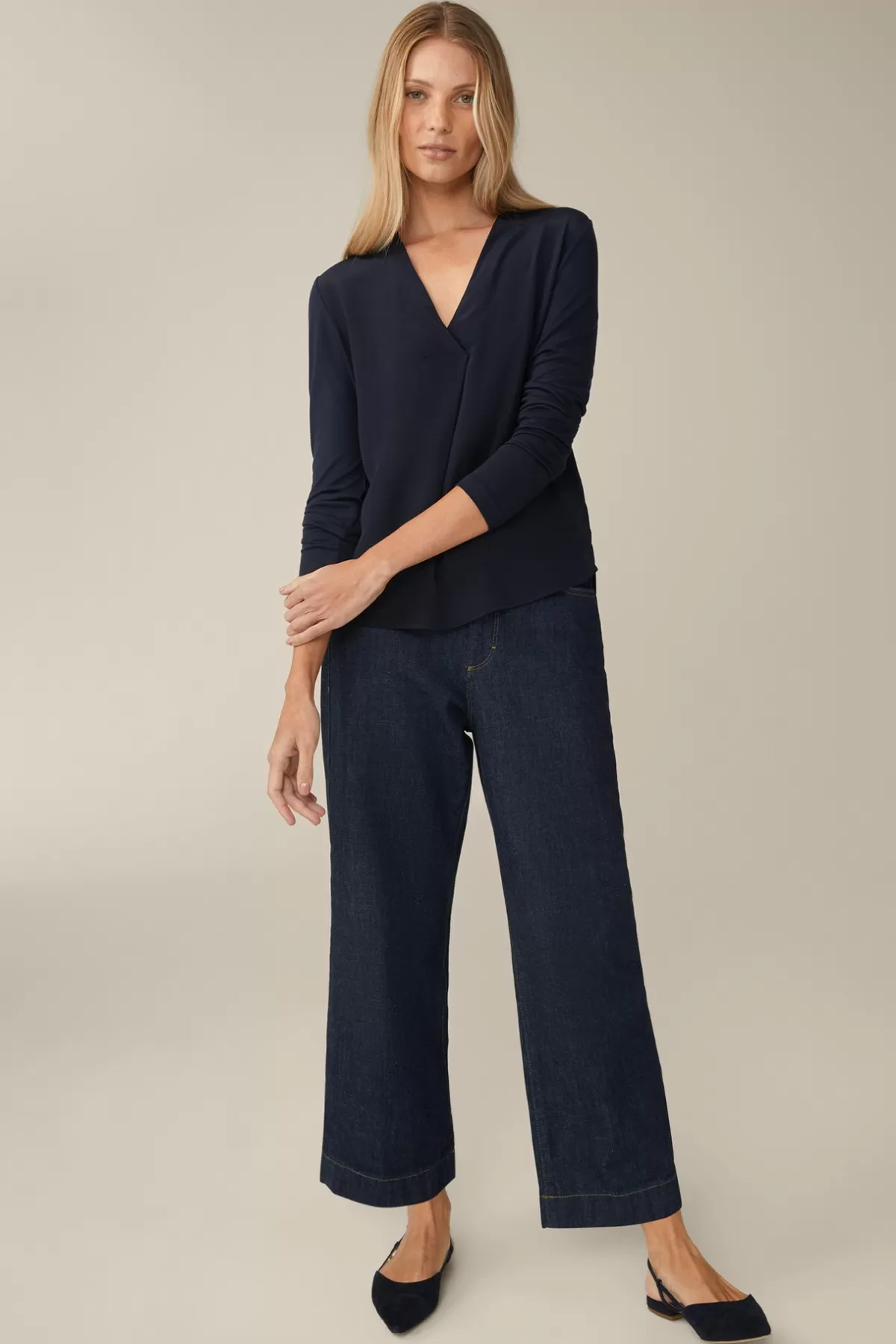 Online Tencel-Langarm-Shirt Mit Satin Vorderseite In Damen T-Shirts & Sweats