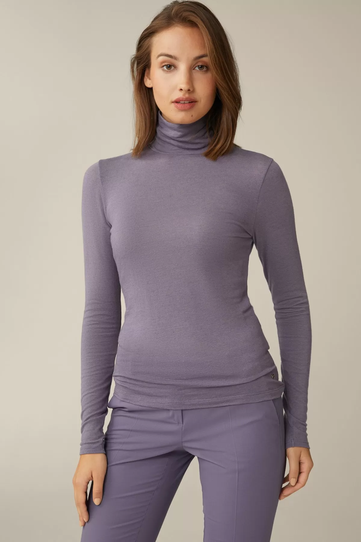 Online Tencel-Wollstretch-Rollkragen-Shirt In Damen T-Shirts & Sweats
