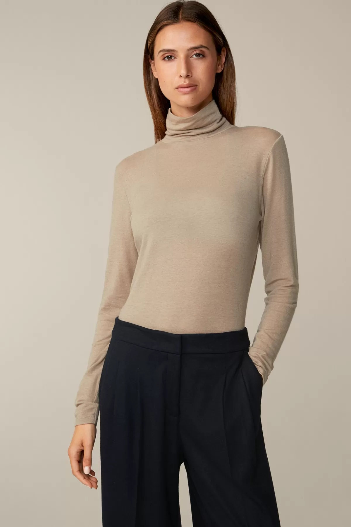 Hot Tencel-Wollstretch-Rollkragen-Shirt In Damen T-Shirts & Sweats
