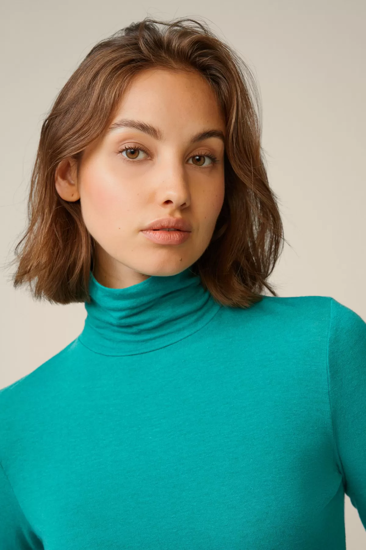 Best Sale Tencel-Wollstretch-Rollkragen-Shirt In Damen T-Shirts & Sweats
