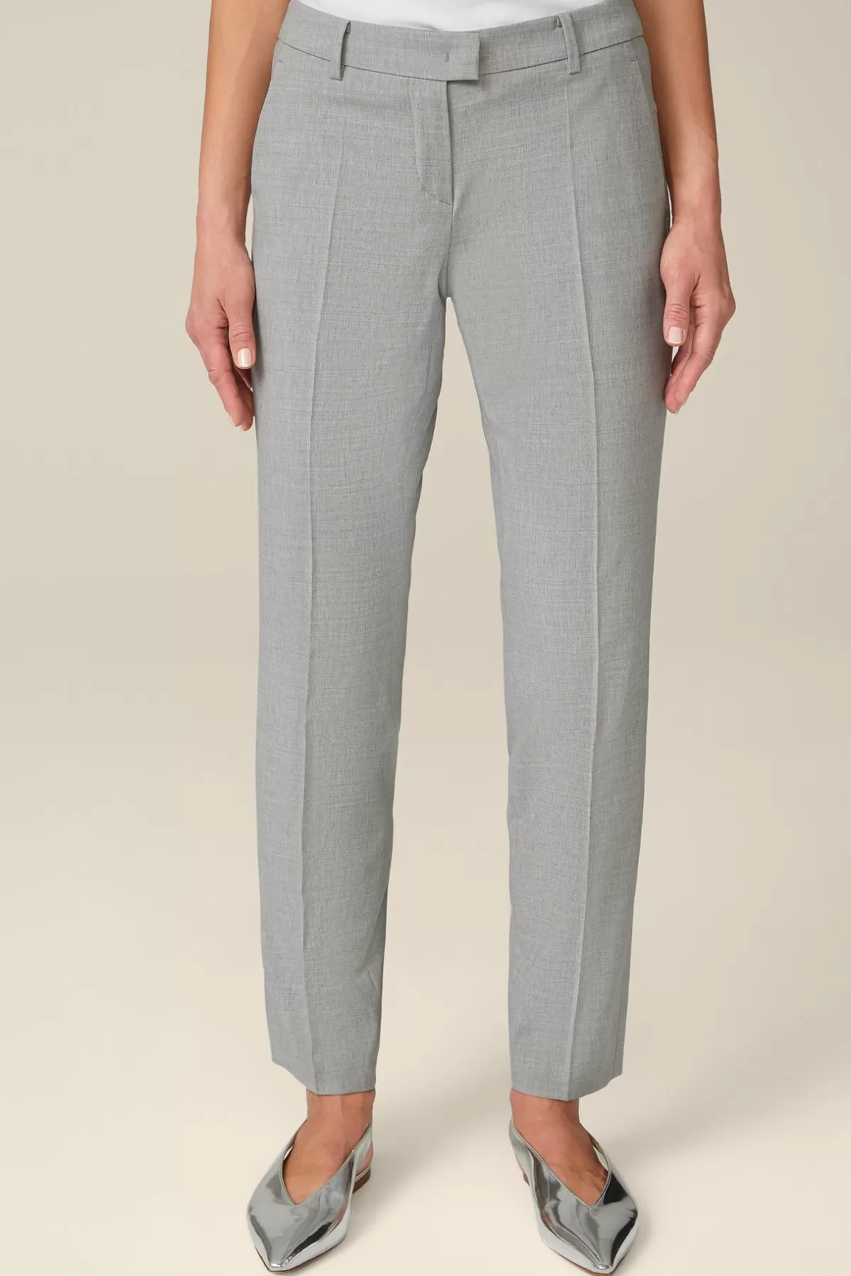 Online Wollmix-Anzug-Hose In Hell Melange Damen Hosen & Jeans
