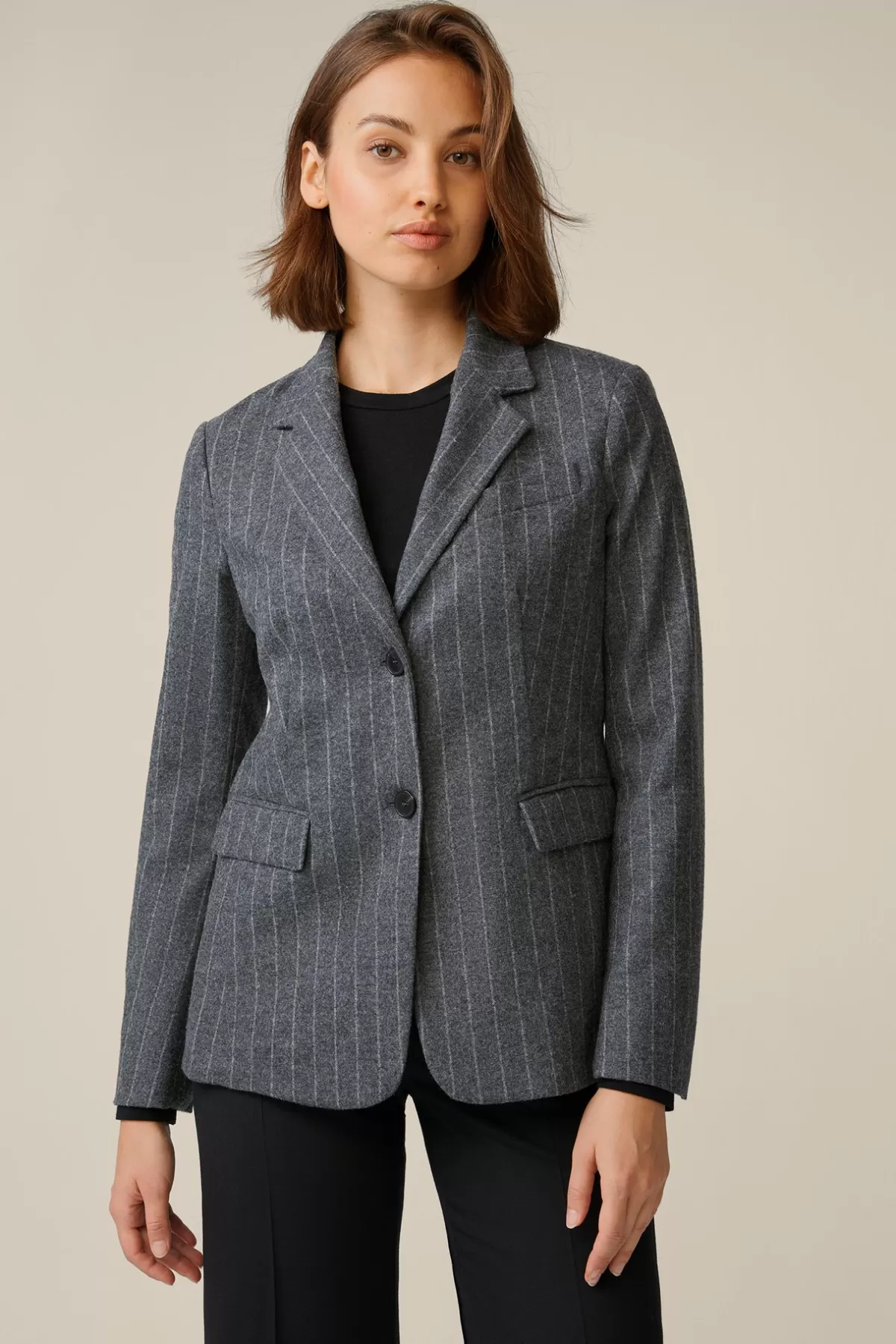 Hot Wollmix-Blazer Mit Kreidestreifen In Damen Blazer
