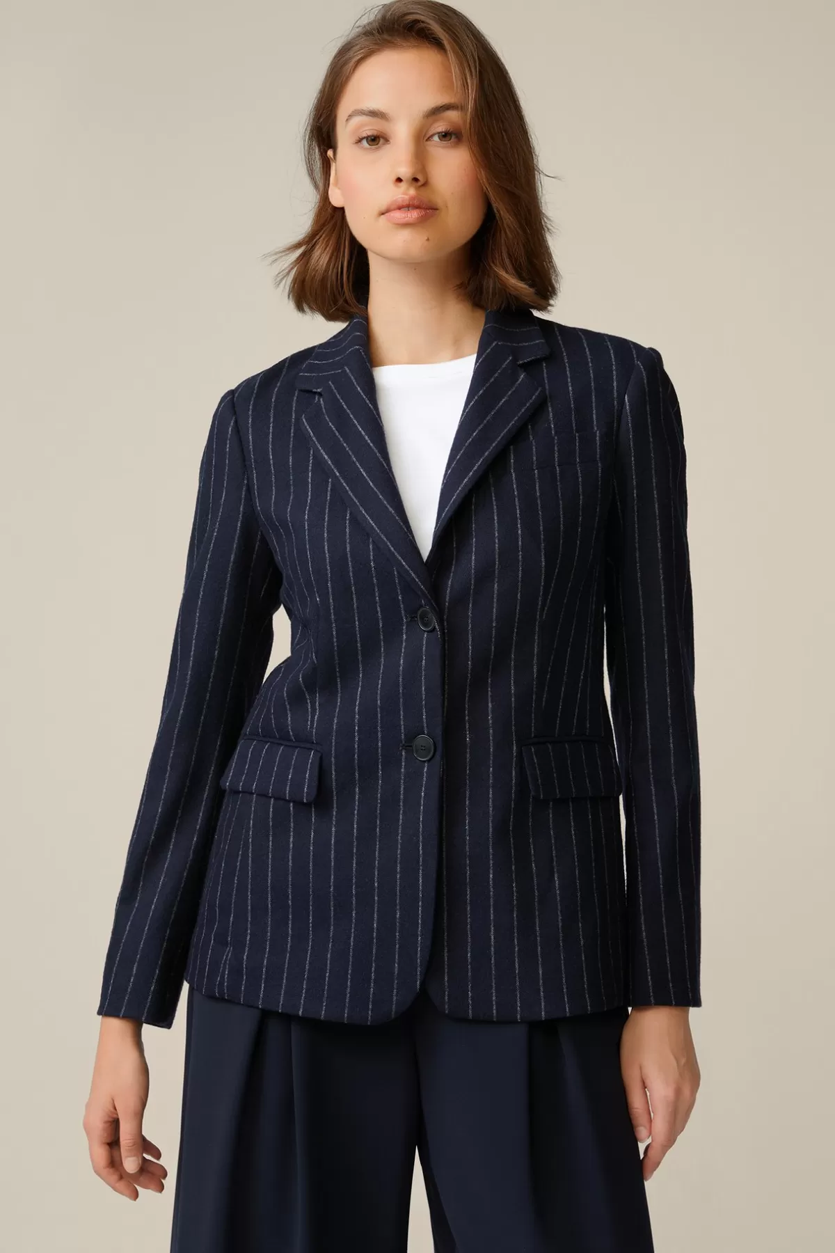 Store Wollmix-Blazer Mit Kreidestreifen In Damen Blazer