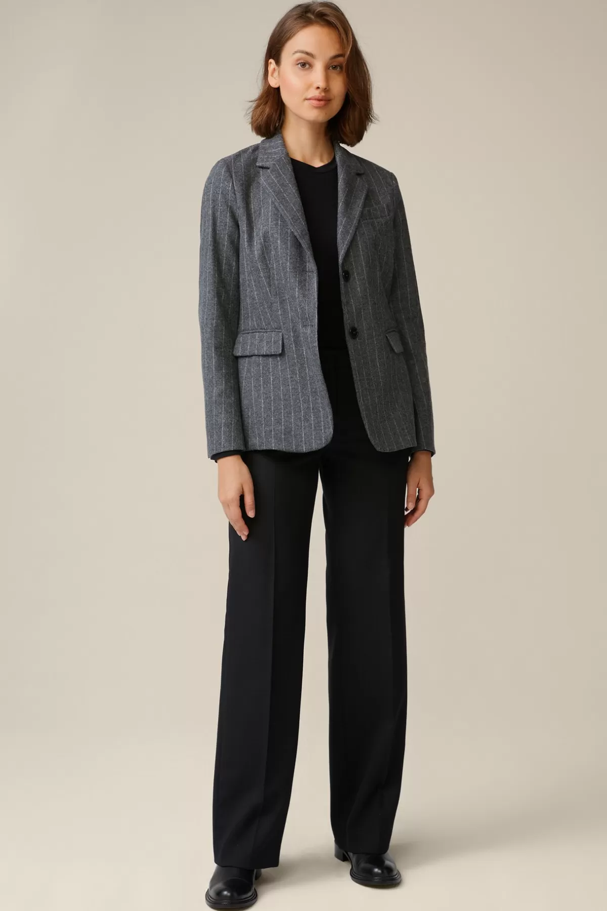 Hot Wollmix-Blazer Mit Kreidestreifen In Damen Blazer