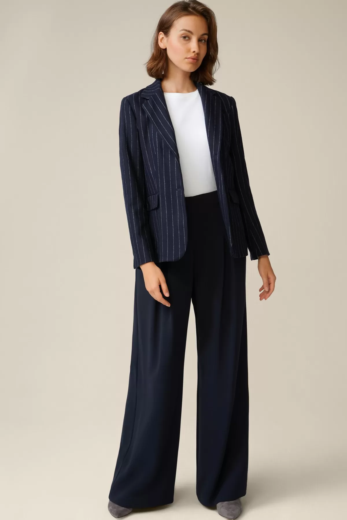 Store Wollmix-Blazer Mit Kreidestreifen In Damen Blazer