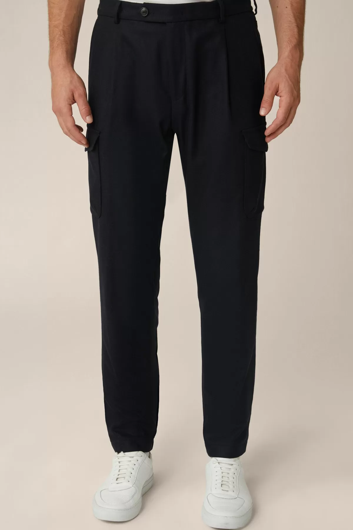 Outlet Wollmix-Cargo-Hose Famo Mit Cashmere Und Bundfalte In Herren Hosen & Jeans