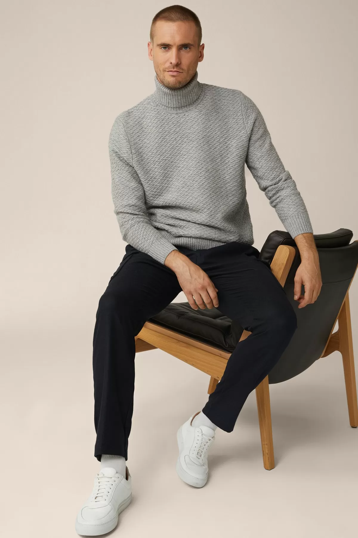 Outlet Wollmix-Cargo-Hose Famo Mit Cashmere Und Bundfalte In Herren Hosen & Jeans