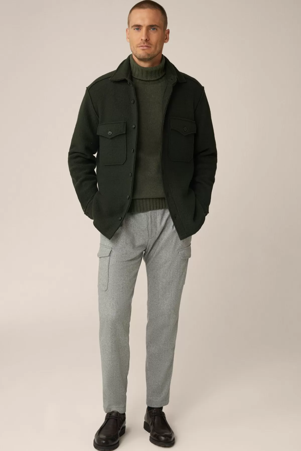 Fashion Wollmix-Cargo-Hose Famo Mit Cashmere Und Bundfalte In Herren Hosen & Jeans