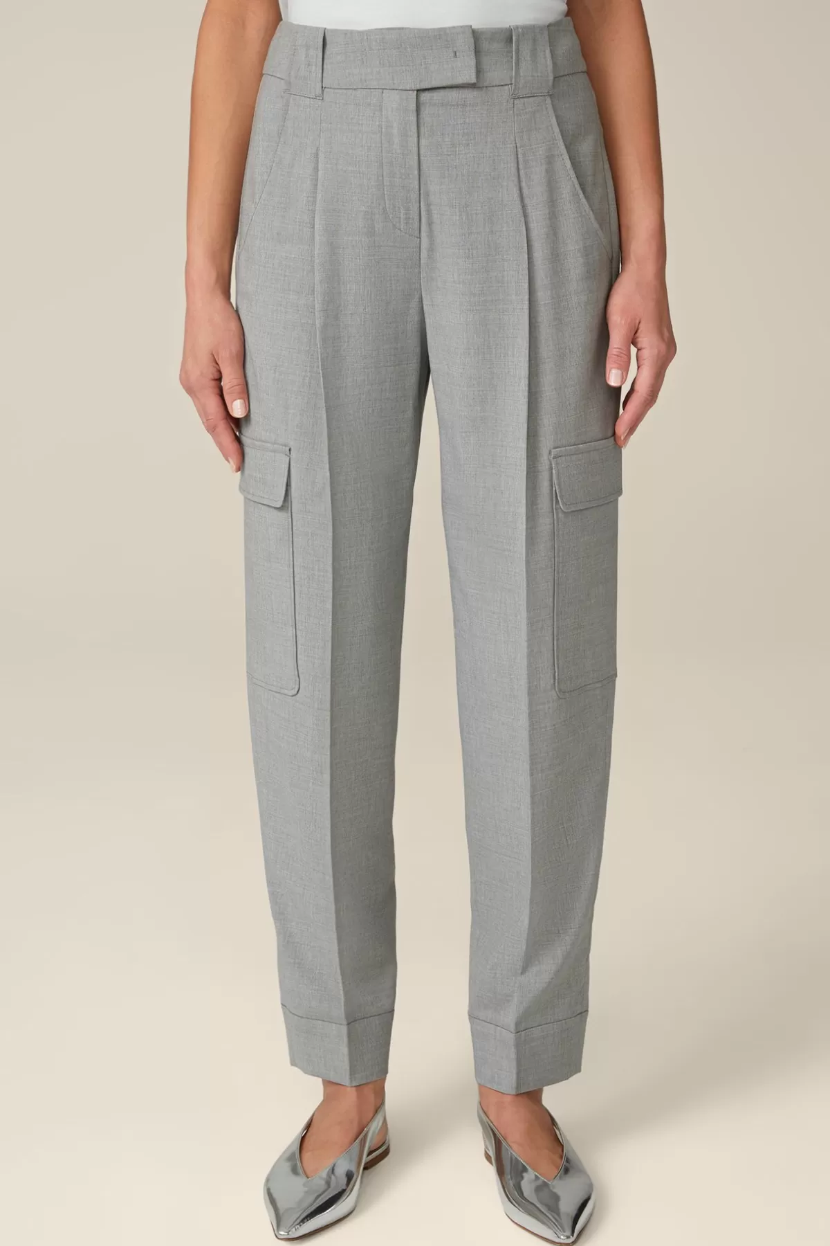 Online Wollmix-Cargo-Hose In Hell Melange Damen Hosen & Jeans