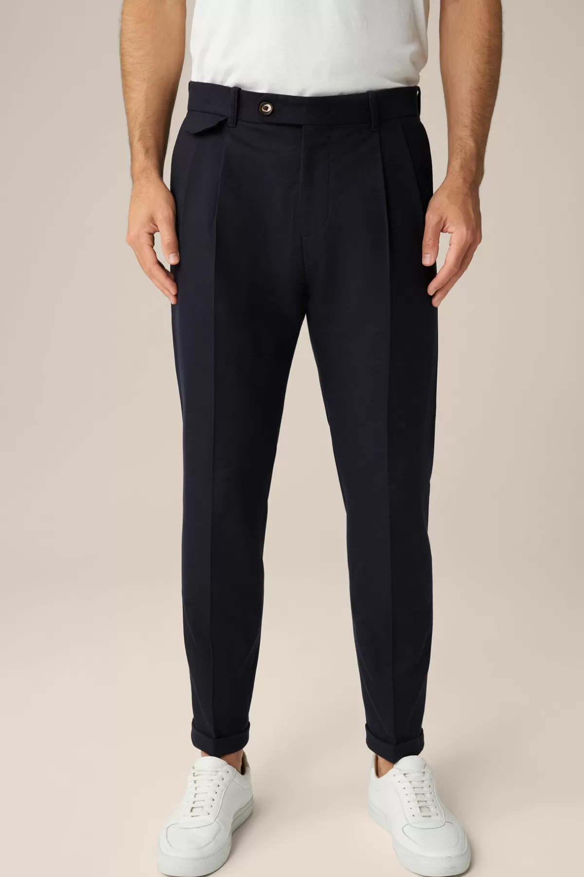 Online Wollmix-Hose Sapo Mit Bundfalte Und Umschlag In Herren Hosen & Jeans