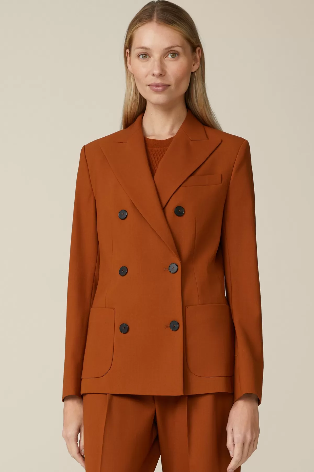 Cheap Wollstretch-Doppelreiher-Blazer In Damen Blazer