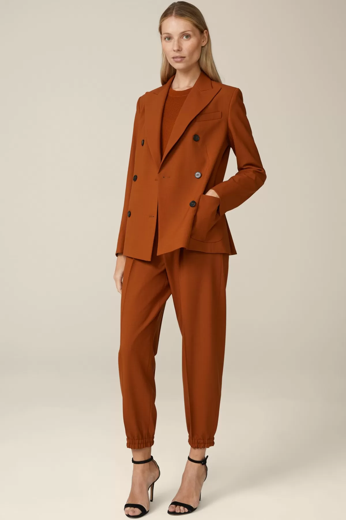 Cheap Wollstretch-Doppelreiher-Blazer In Damen Blazer
