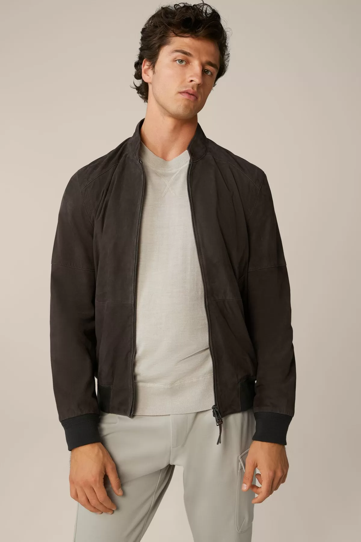 Sale Ziegenvelours-Leder-Blouson Borello In Herren Jacken & Mäntel