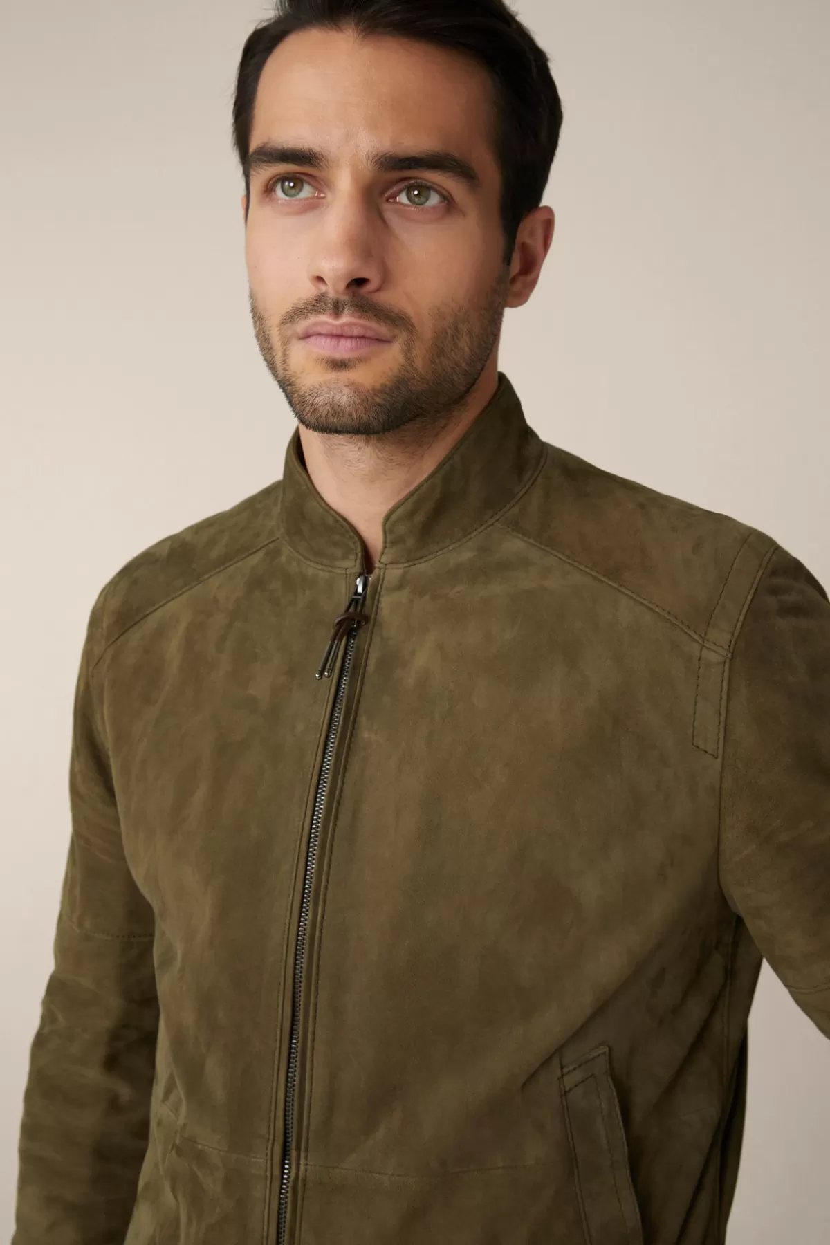 Outlet Ziegenvelours-Leder-Blouson Borello In Herren Jacken & Mäntel